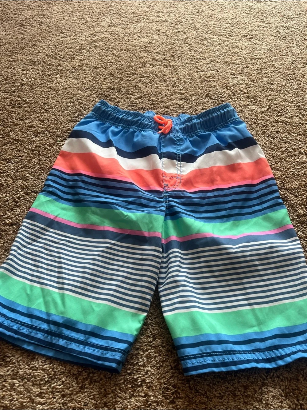 Osh Gosh Boys' Colorful Stripe and Coral Octopus Swim Shorts Set